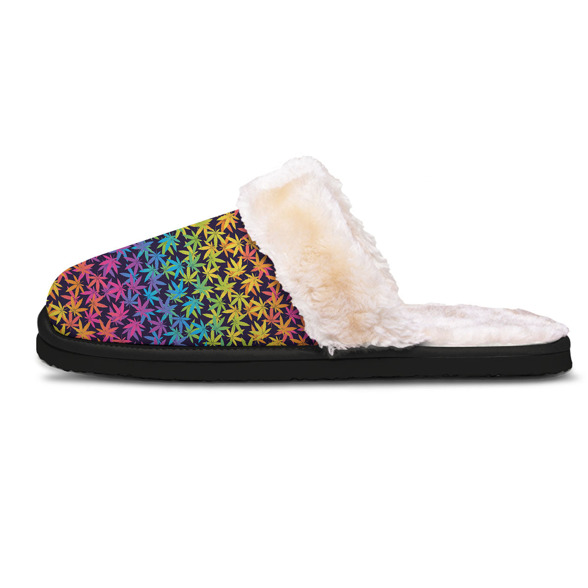 Weed Leaf Colorful Print Pattern Slippers-grizzshop