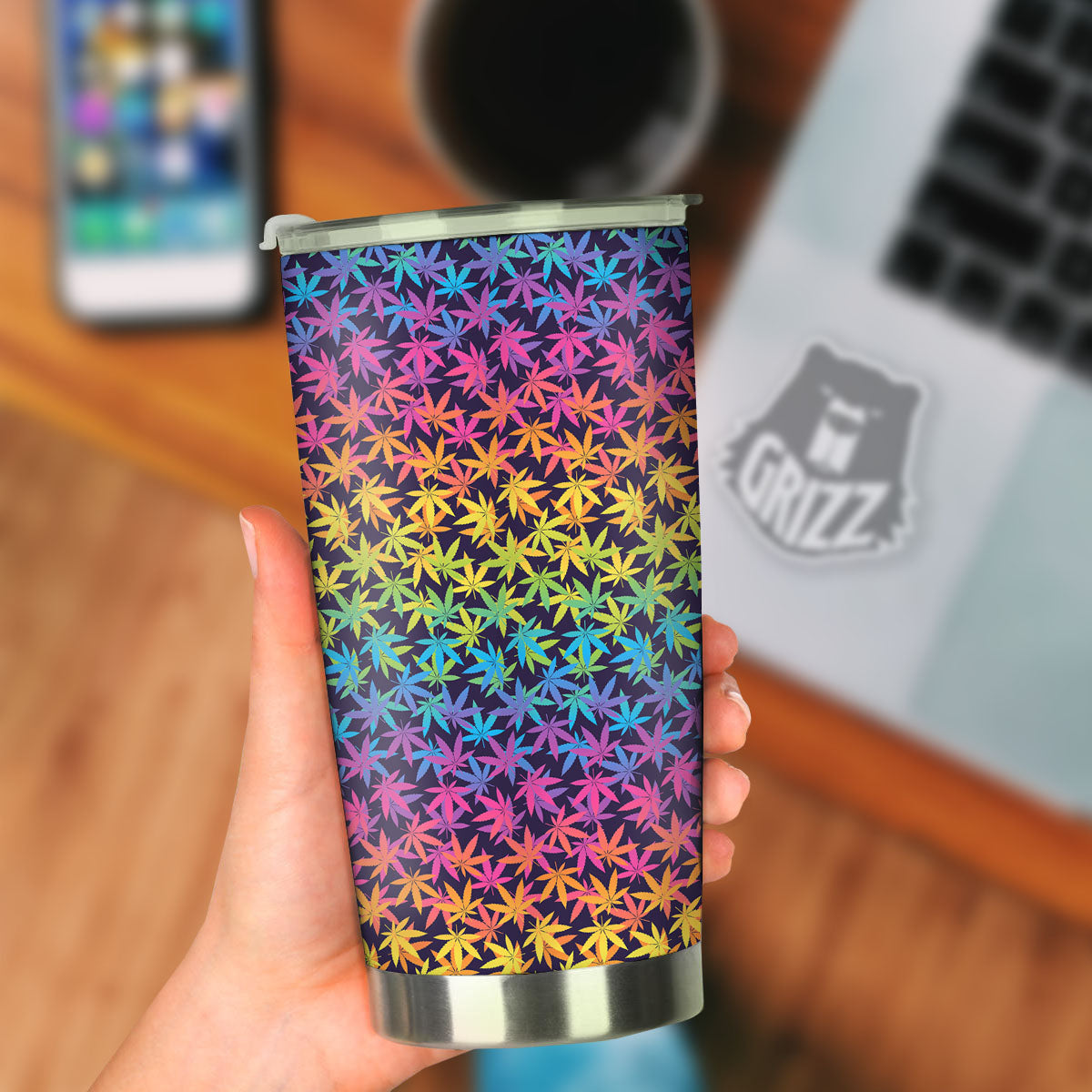 Weed Leaf Colorful Print Pattern Tumbler-grizzshop