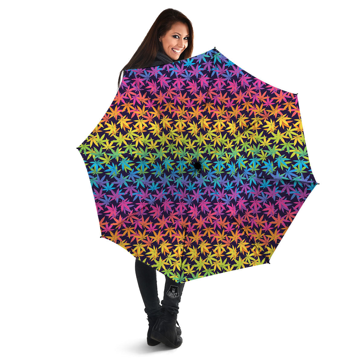 Weed Leaf Colorful Print Pattern Umbrella-grizzshop