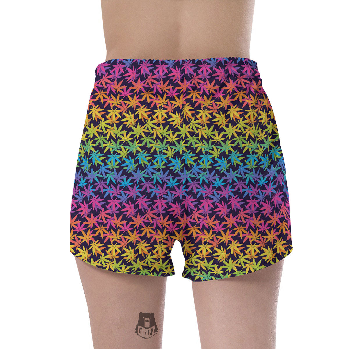 Weed Leaf Colorful Print Pattern Women's Shorts-grizzshop