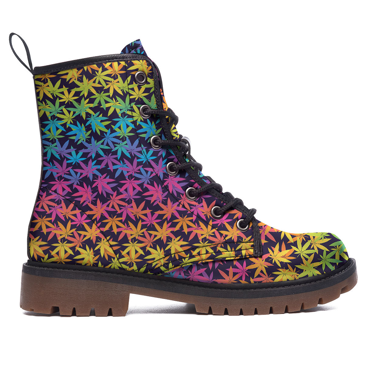 Weed Leaf Colorful Print Pattern Work Boots-grizzshop