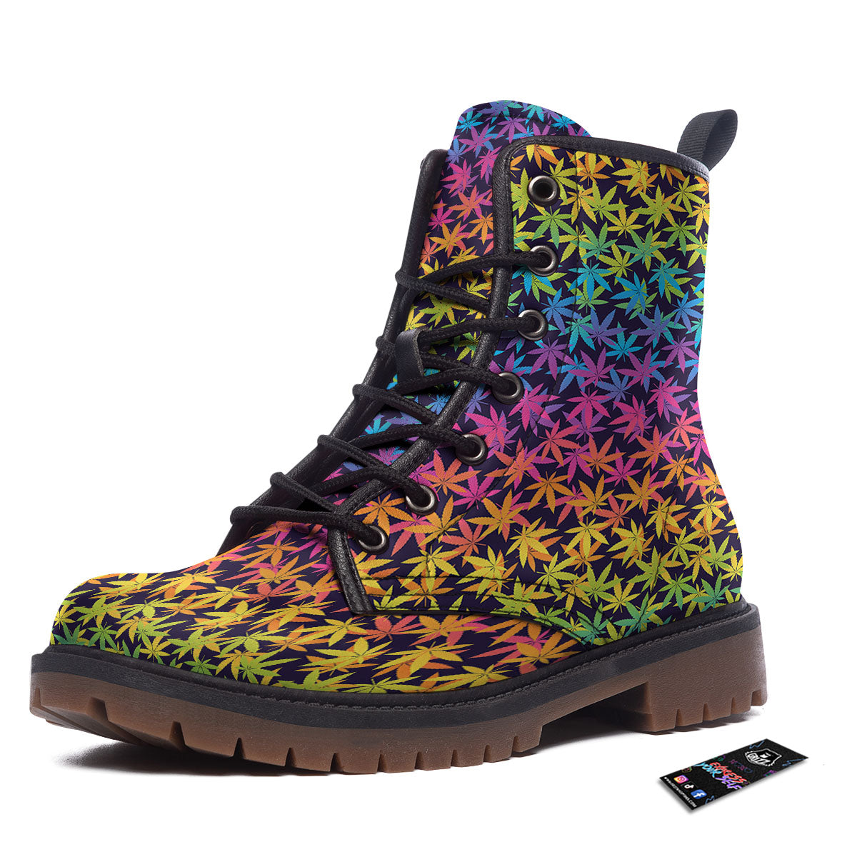 Weed Leaf Colorful Print Pattern Work Boots-grizzshop