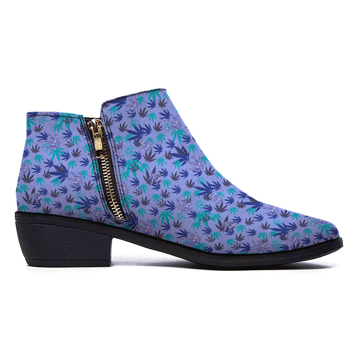 Weed Leaf Purple Print Pattern Ankle Boots-grizzshop