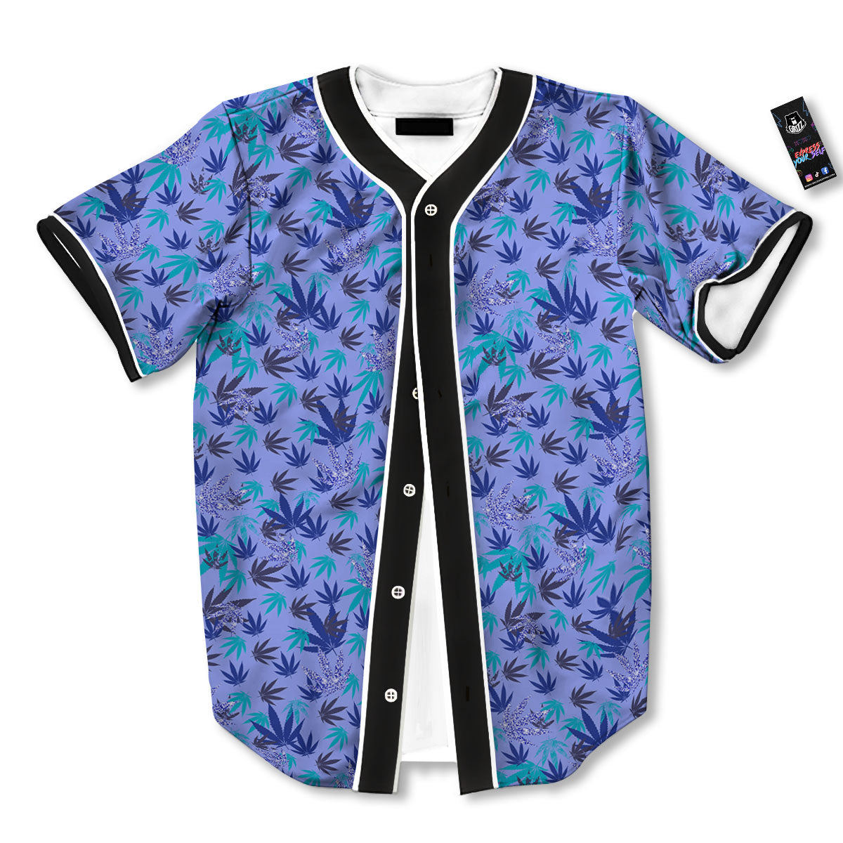Weed Leaf Purple Print Pattern Baseball Jersey-grizzshop