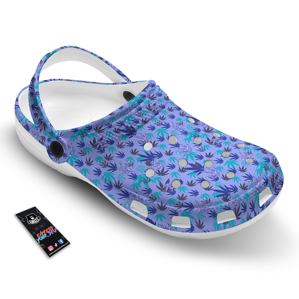 Weed Leaf Purple Print Pattern Clog-grizzshop