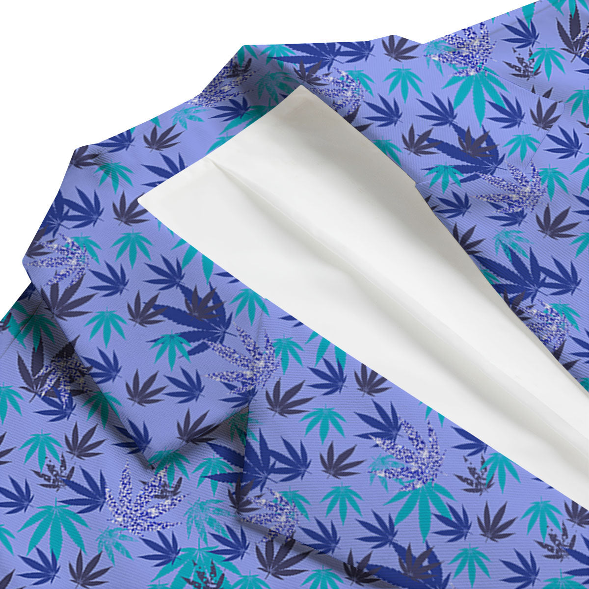 Weed Leaf Purple Print Pattern Men's Blazer-grizzshop