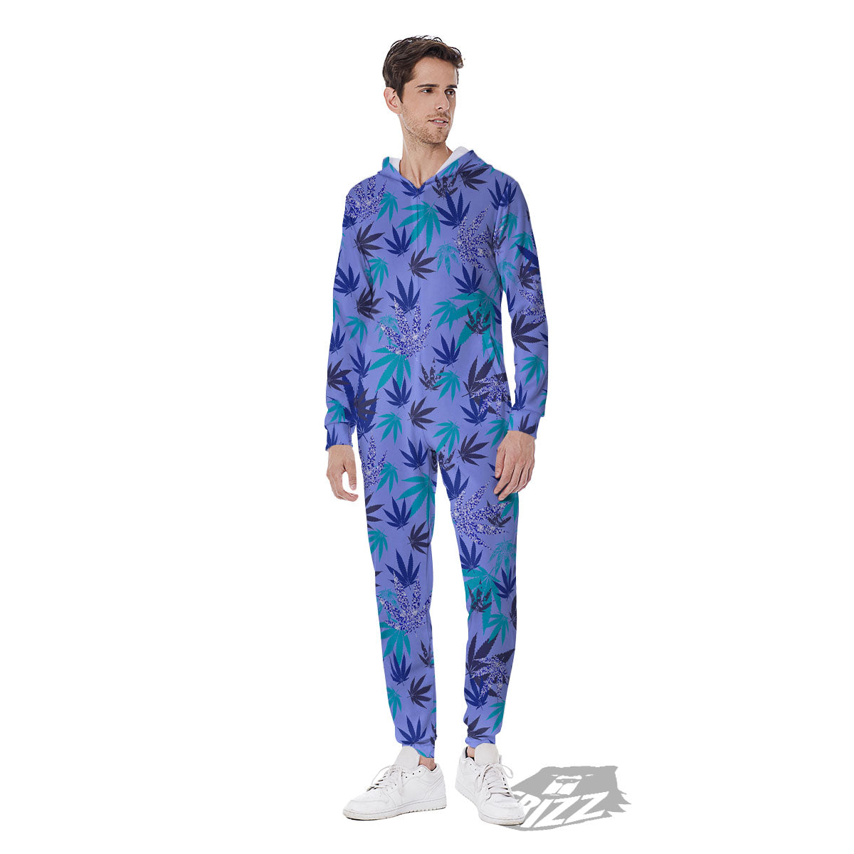 Weed Leaf Purple Print Pattern Men's Jumpsuit-grizzshop