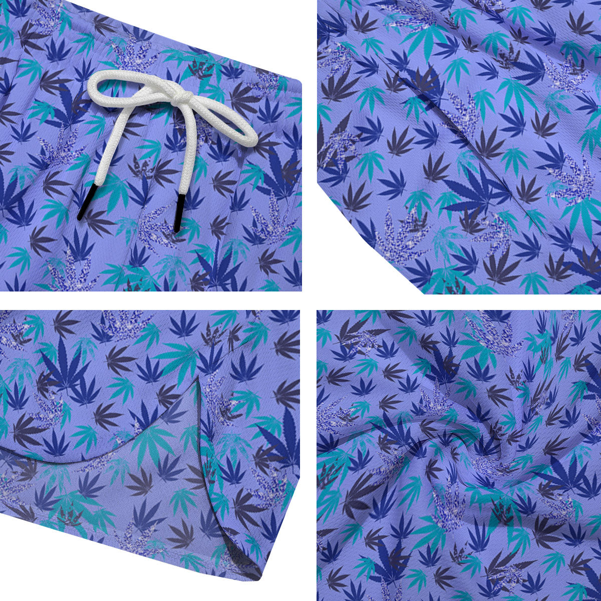 Weed Leaf Purple Print Pattern Men's Running Shorts-grizzshop