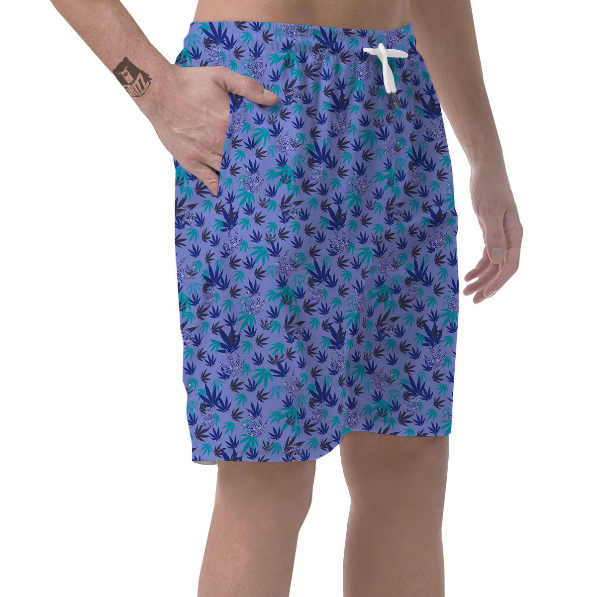 Weed Leaf Purple Print Pattern Men's Shorts-grizzshop