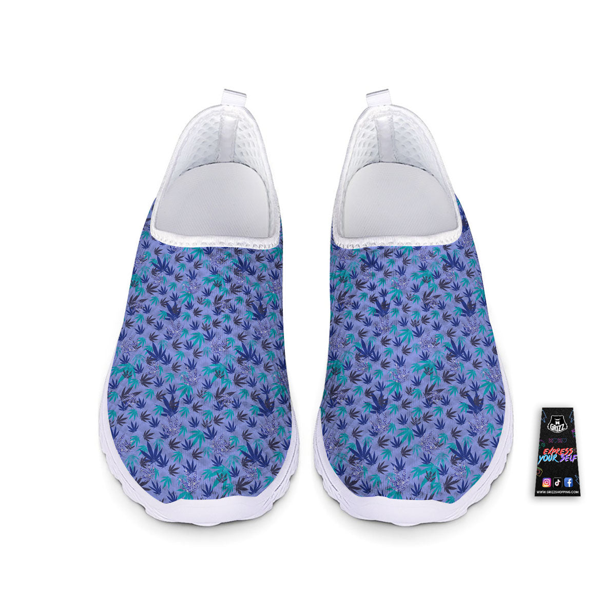 Weed Leaf Purple Print Pattern Nurse Shoes-grizzshop