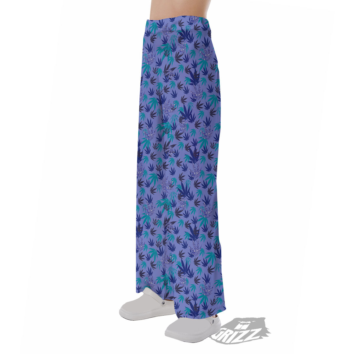 Weed Leaf Purple Print Pattern Pajama Pants-grizzshop
