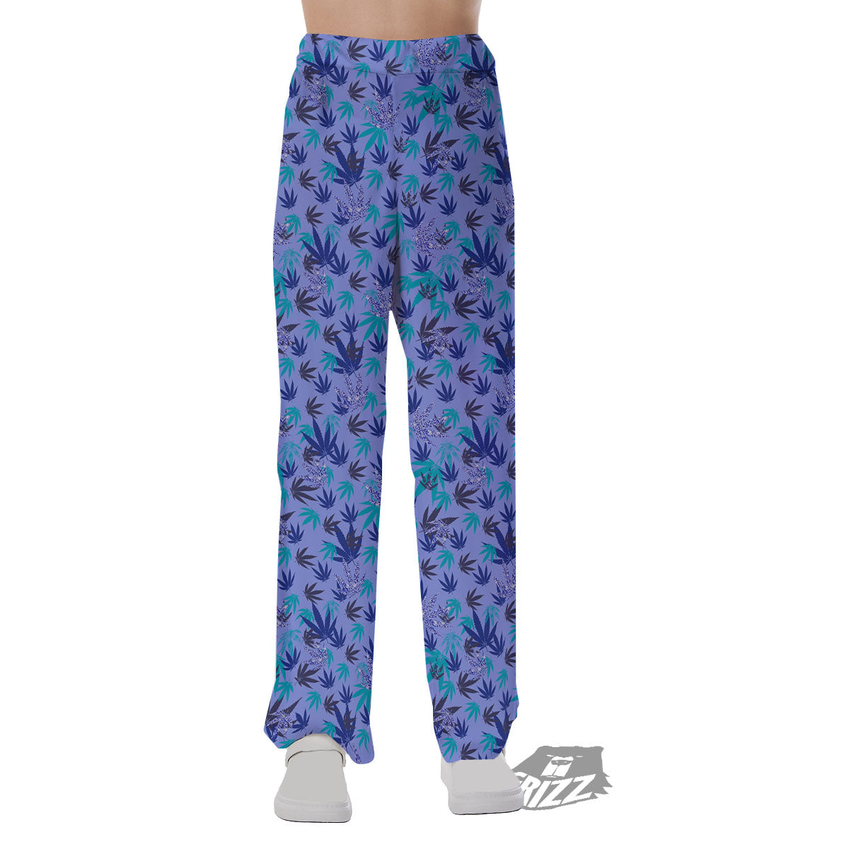 Weed Leaf Purple Print Pattern Pajama Pants-grizzshop