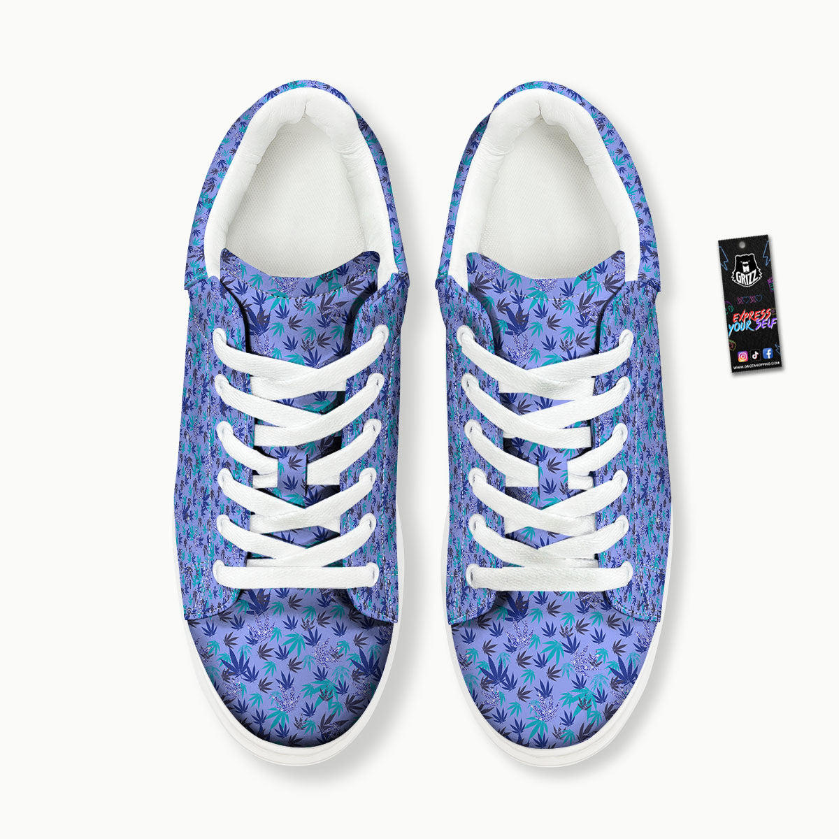 Weed Leaf Purple Print Pattern Platform Shoes-grizzshop
