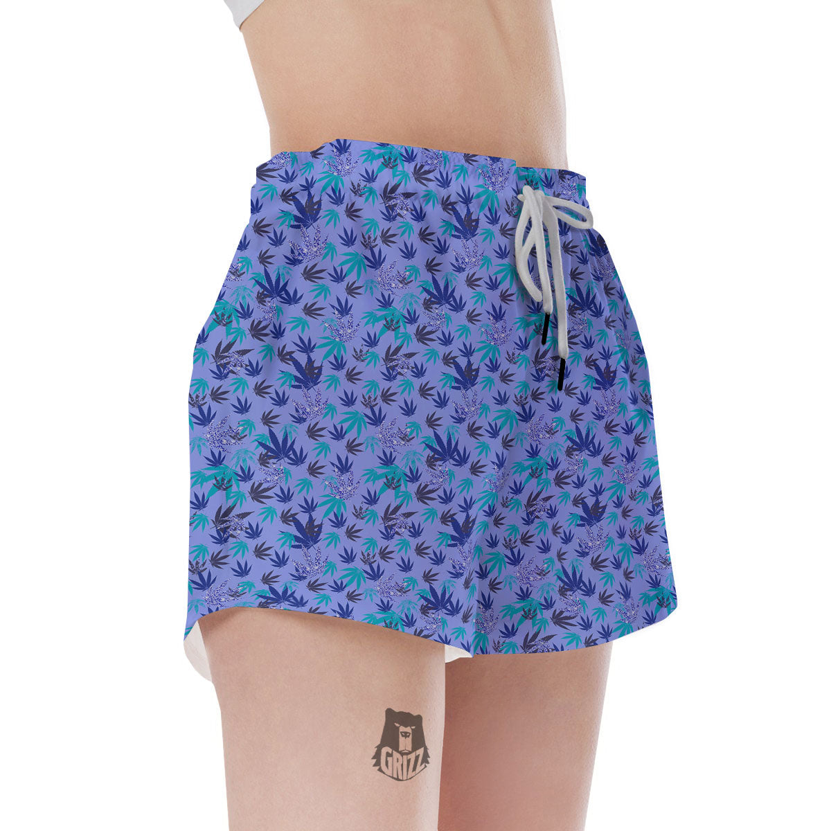 Weed Leaf Purple Print Pattern Women's Shorts-grizzshop