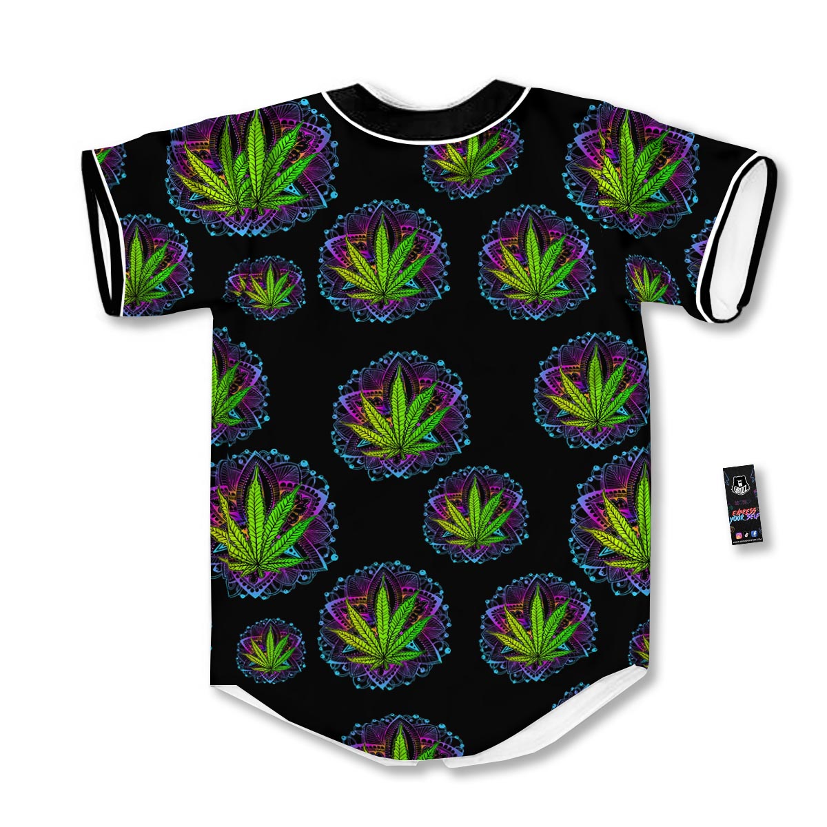 Weed Leaf Trippy Print Pattern Baseball Jersey-grizzshop