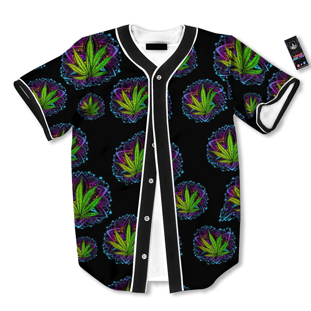 Weed Leaf Trippy Print Pattern Baseball Jersey-grizzshop