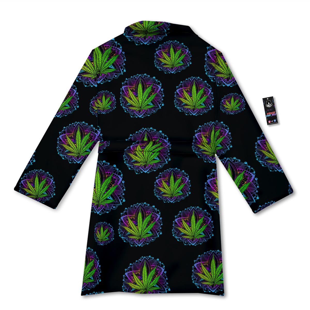 Weed Leaf Trippy Print Pattern Bathrobe-grizzshop