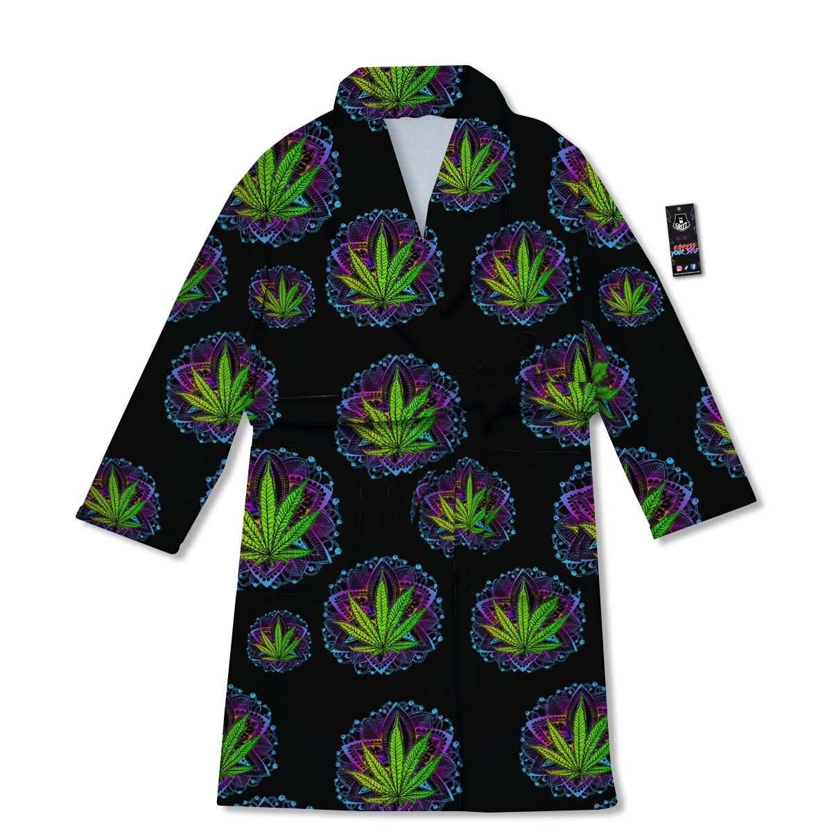 Weed Leaf Trippy Print Pattern Bathrobe-grizzshop