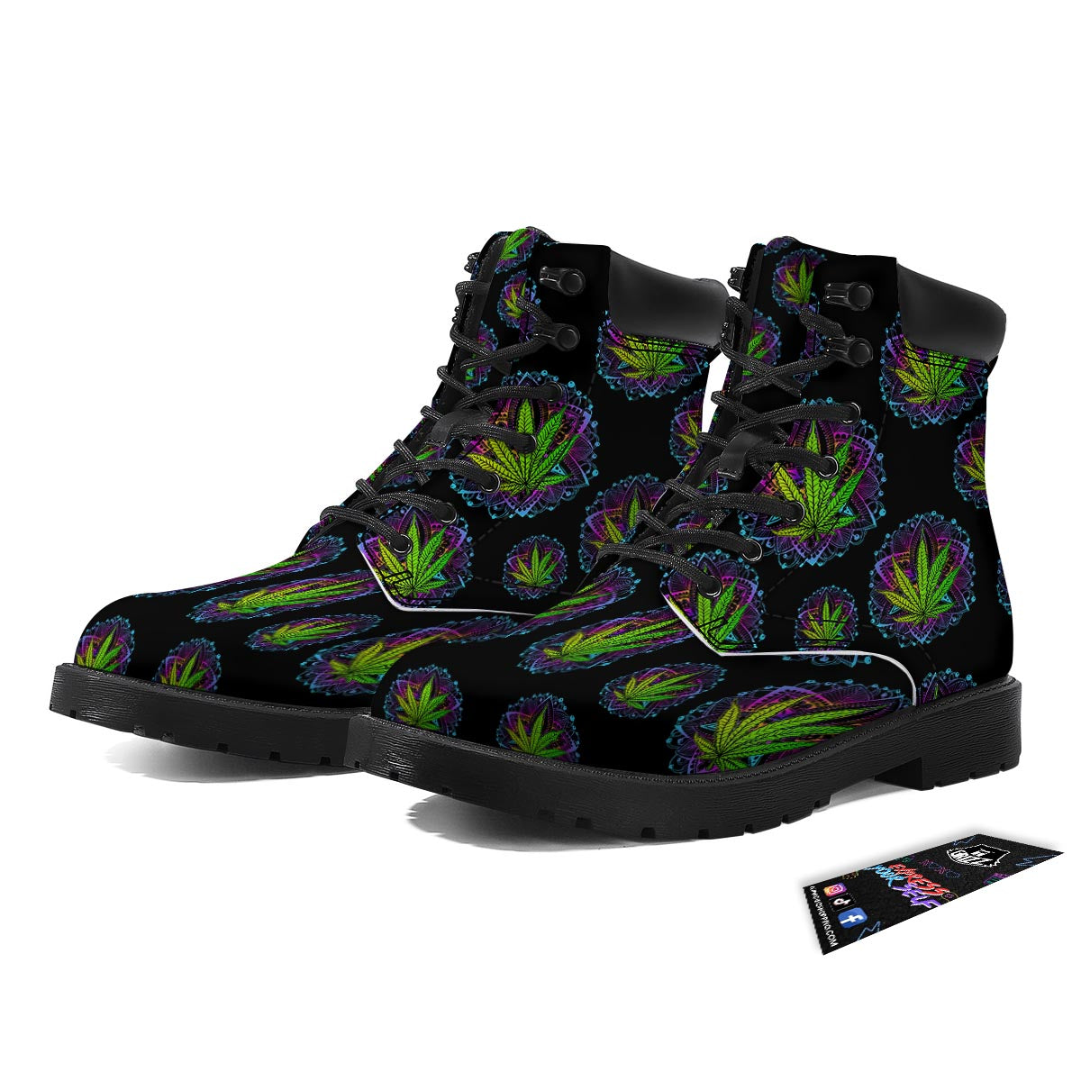 Weed Leaf Trippy Print Pattern Boots-grizzshop