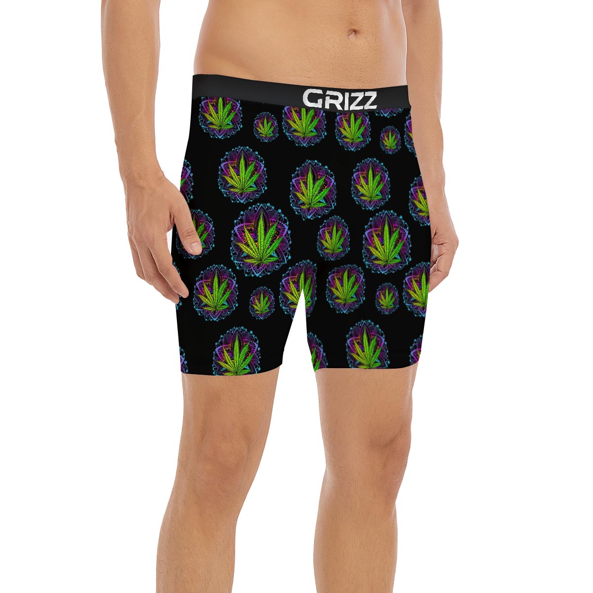 Weed Leaf Trippy Print Pattern Boxer Briefs-grizzshop