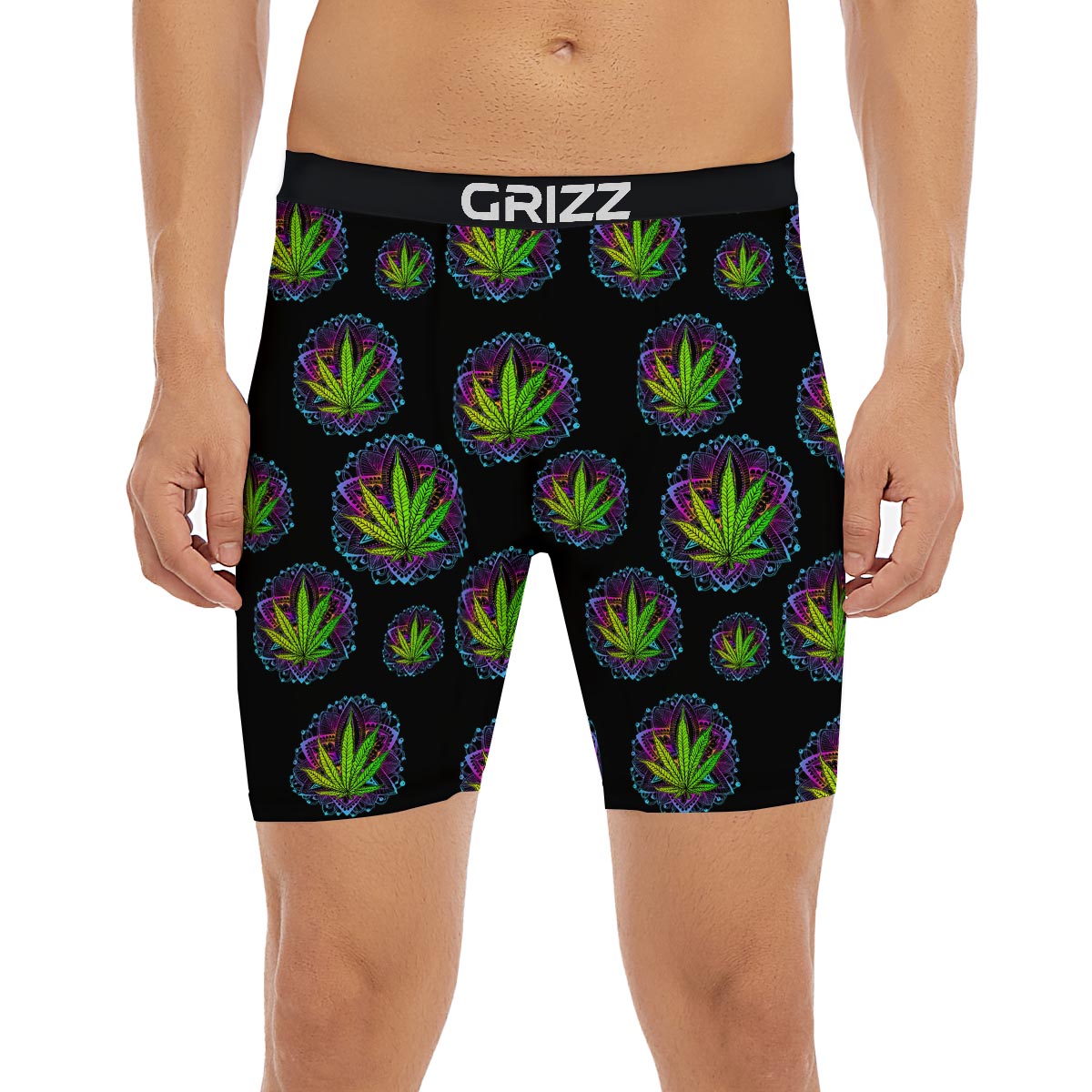 Weed Leaf Trippy Print Pattern Boxer Briefs-grizzshop