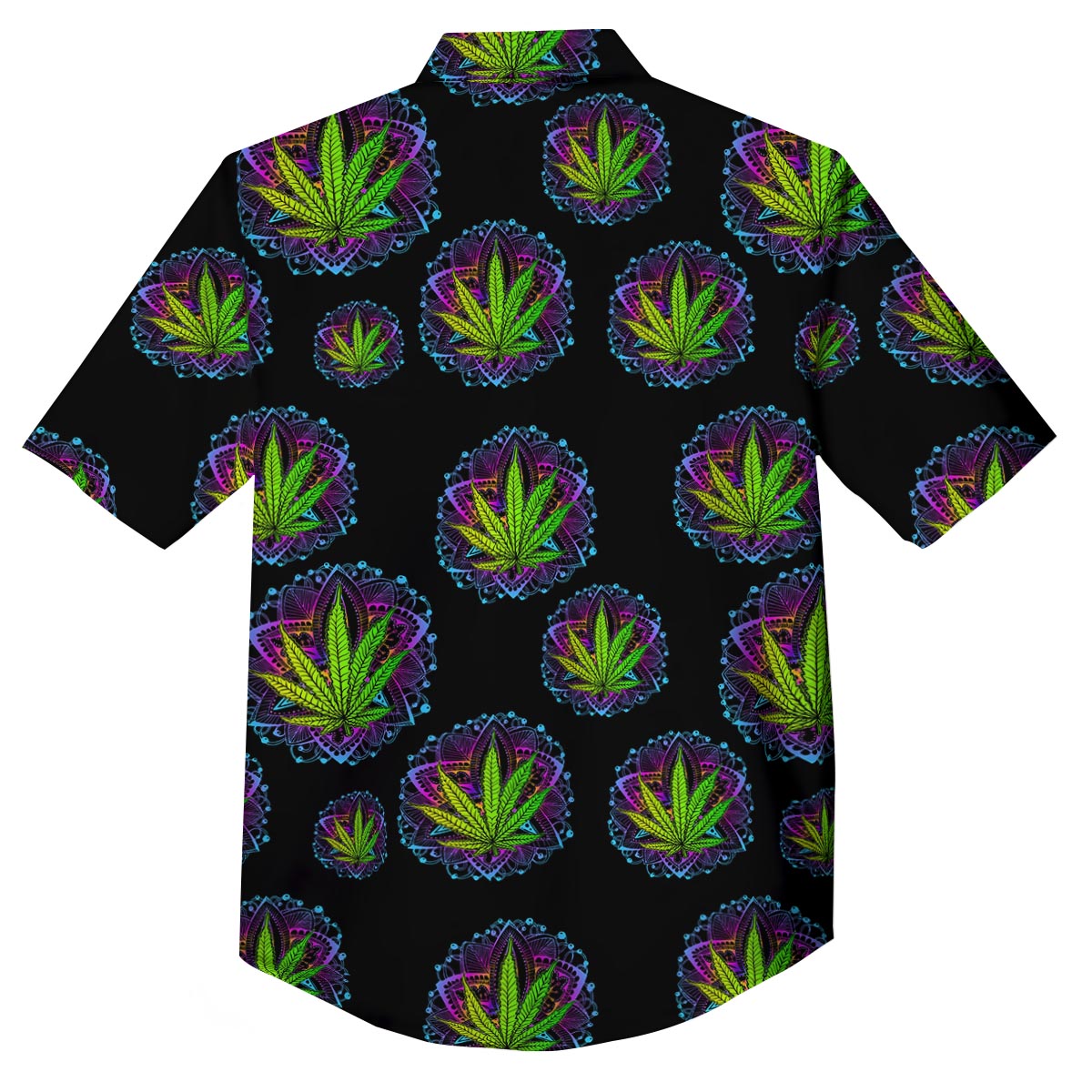 Weed Leaf Trippy Print Pattern Button Up Shirt-grizzshop