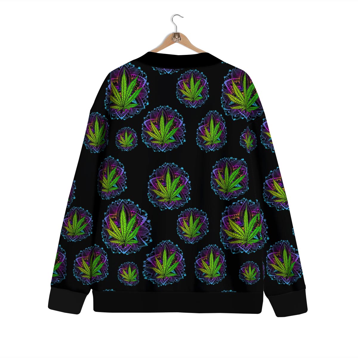 Weed Leaf Trippy Print Pattern Cardigan-grizzshop