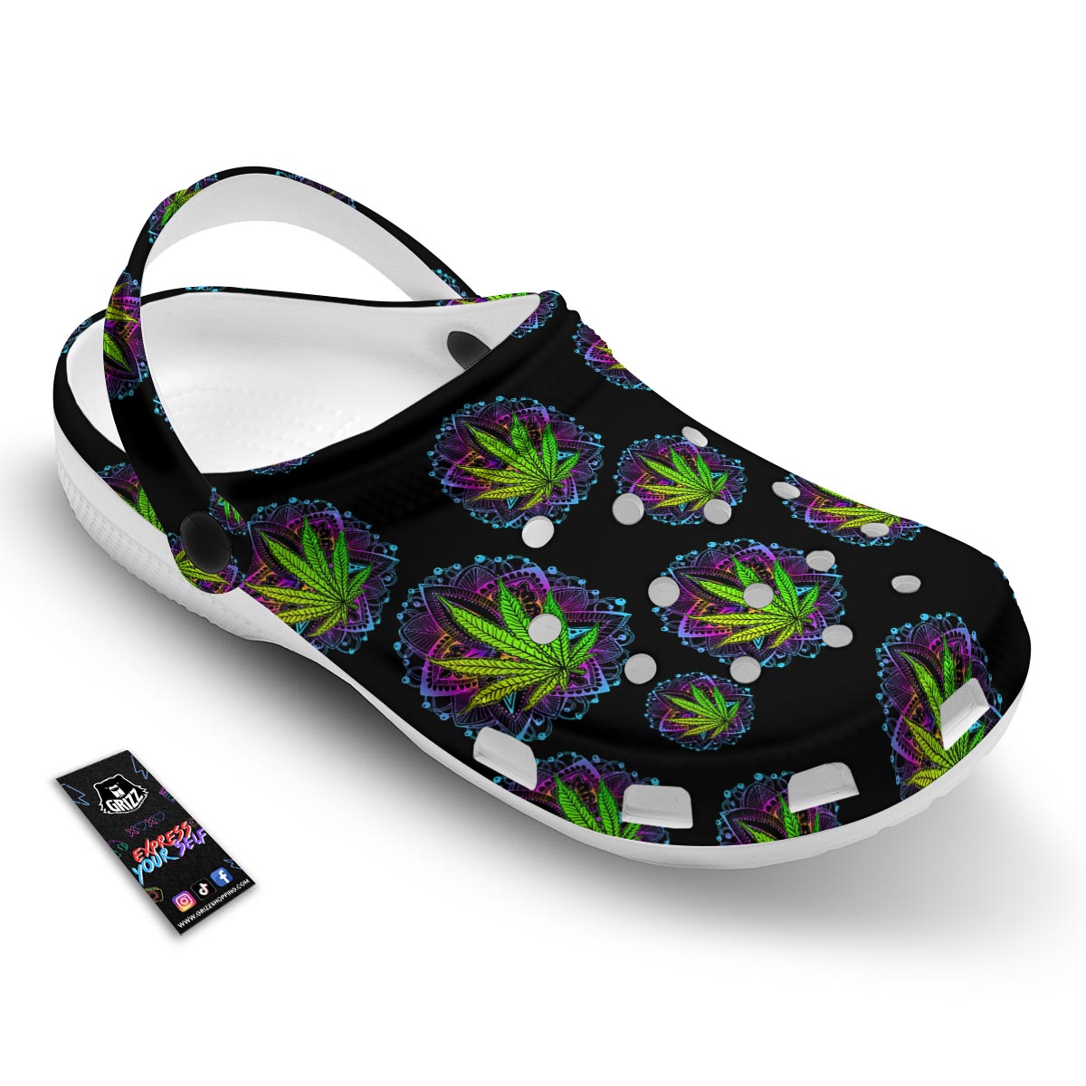 Weed Leaf Trippy Print Pattern Clog-grizzshop