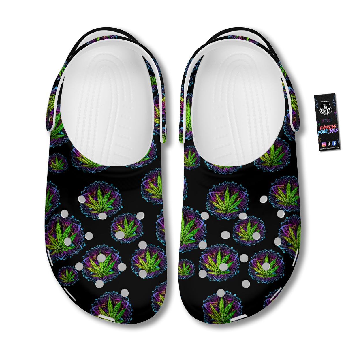 Weed Leaf Trippy Print Pattern Clog-grizzshop