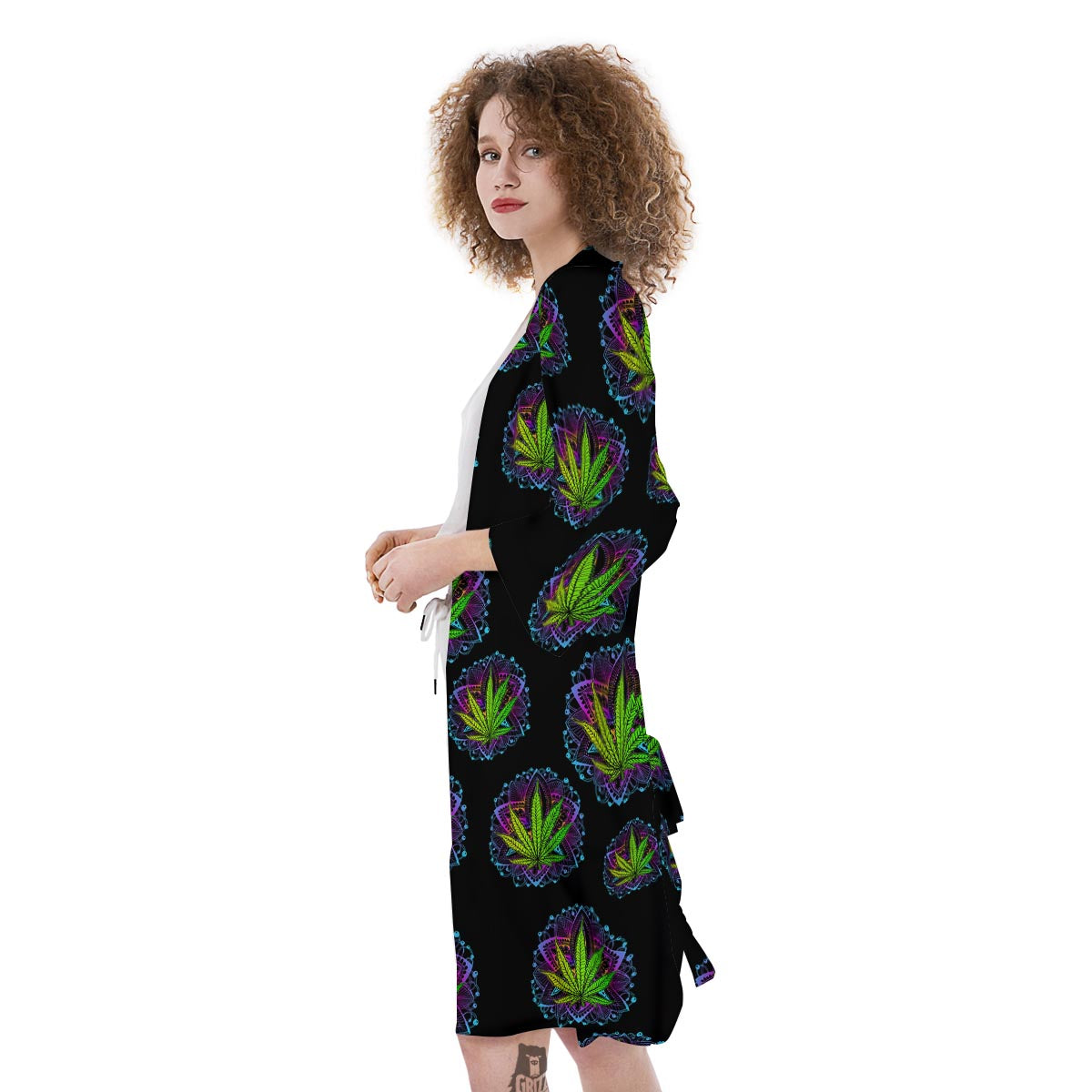 Weed Leaf Trippy Print Pattern Kimono-grizzshop