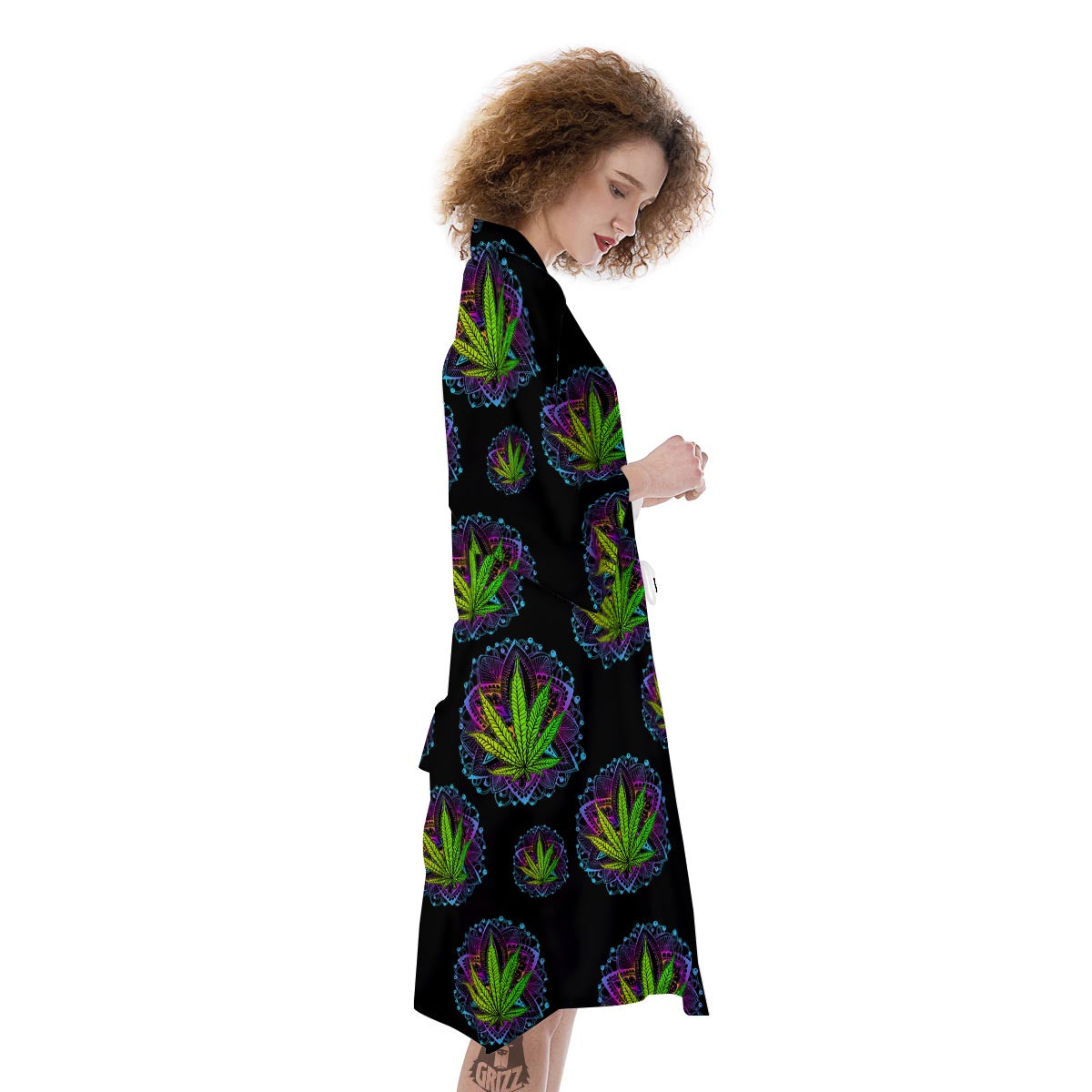 Weed Leaf Trippy Print Pattern Kimono-grizzshop