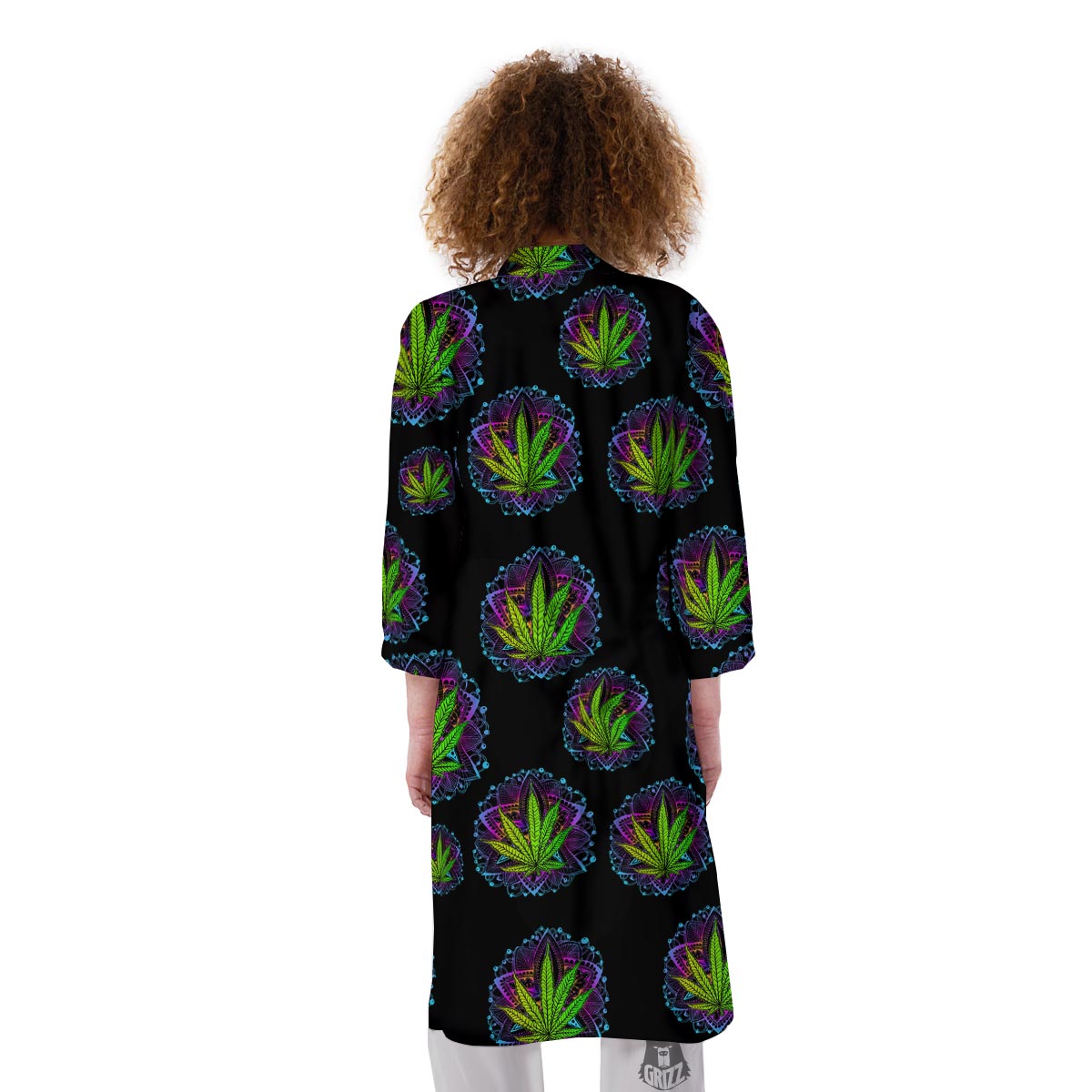 Weed Leaf Trippy Print Pattern Kimono-grizzshop