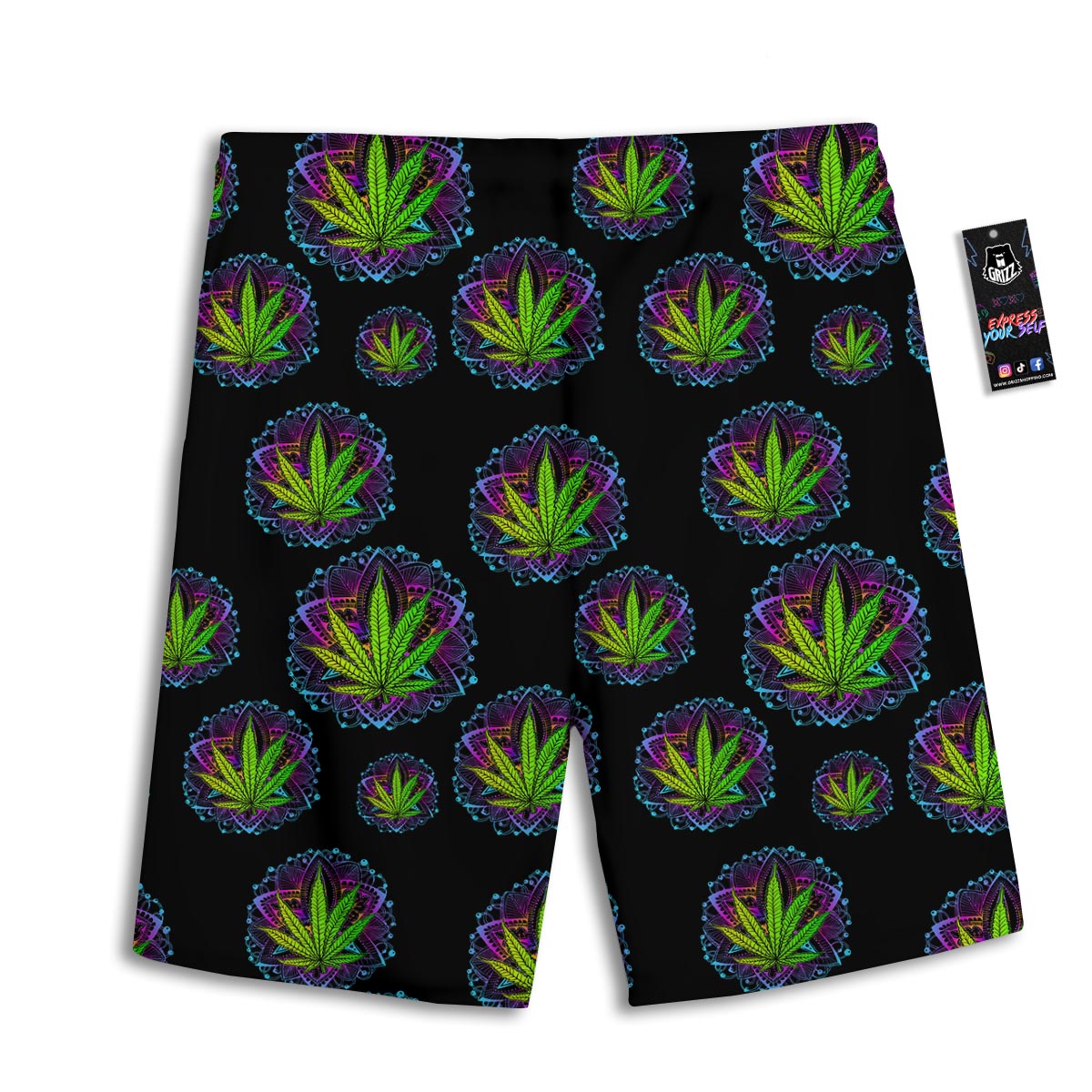 Weed Leaf Trippy Print Pattern Men's Athletic Shorts
