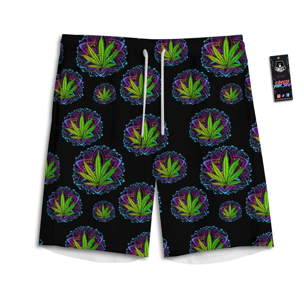 Weed Leaf Trippy Print Pattern Men's Athletic Shorts