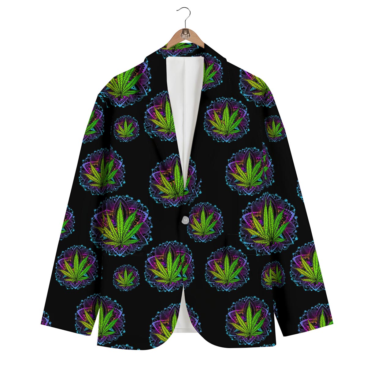 Weed Leaf Trippy Print Pattern Men's Blazer-grizzshop