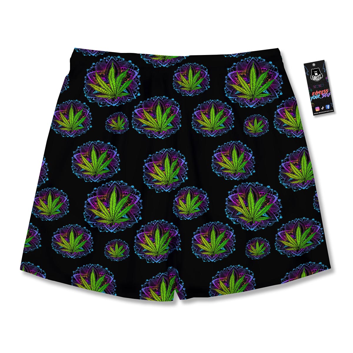 Weed Leaf Trippy Print Pattern Men's Running Shorts-grizzshop
