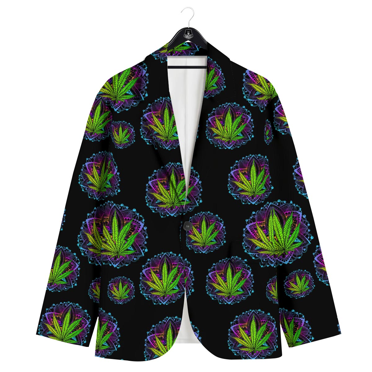 Weed Leaf Trippy Print Pattern Men's Sport Coat-grizzshop