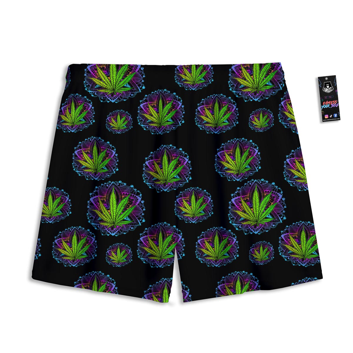 Weed Leaf Trippy Print Pattern Mesh Shorts