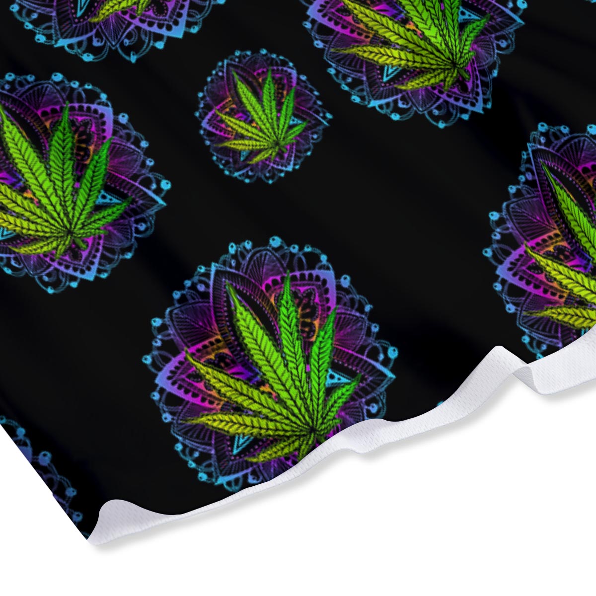 Weed Leaf Trippy Print Pattern Mesh Shorts