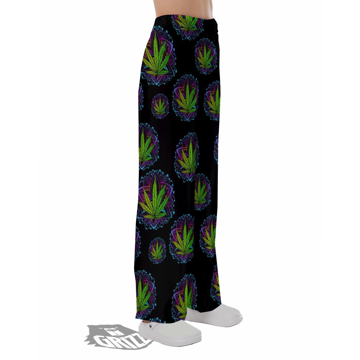 Weed Leaf Trippy Print Pattern Pajama Pants-grizzshop