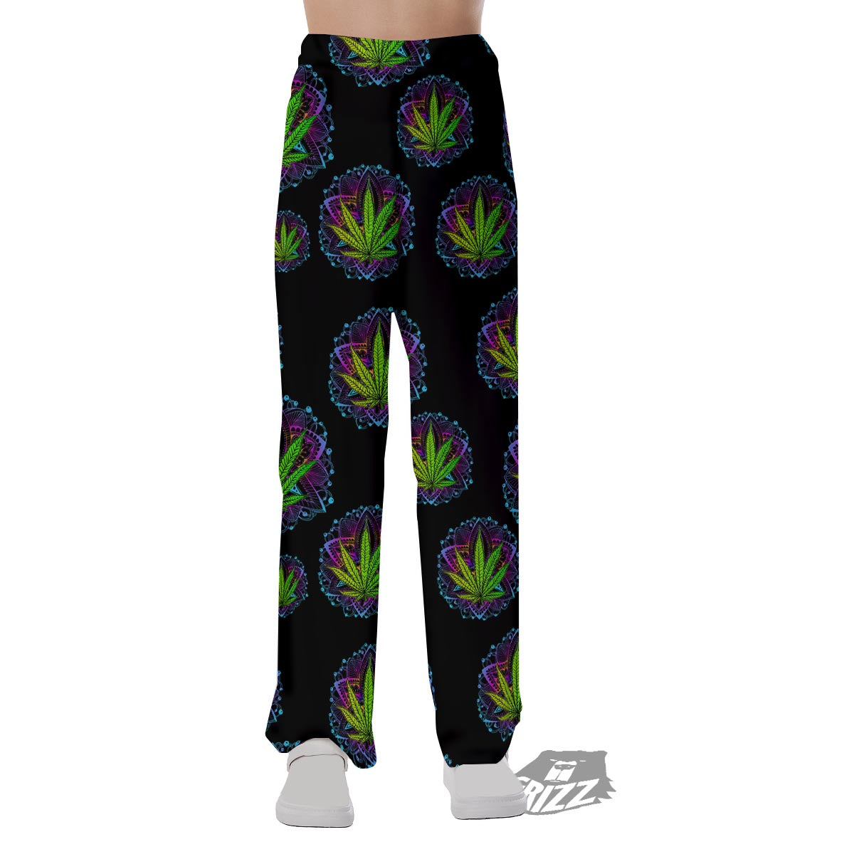 Weed Leaf Trippy Print Pattern Pajama Pants-grizzshop