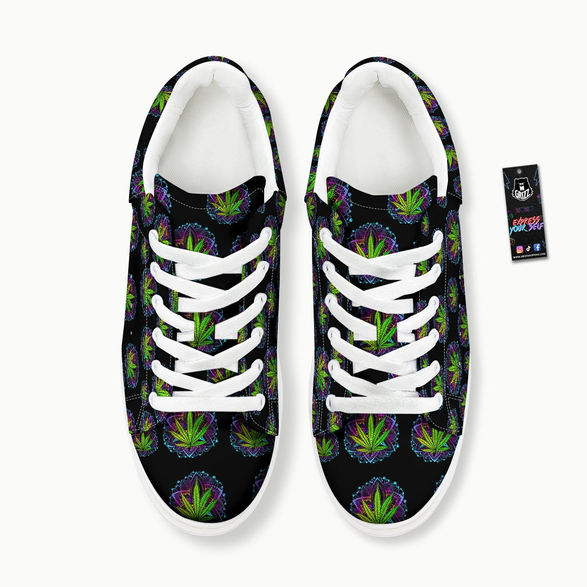 Weed Leaf Trippy Print Pattern Platform Shoes-grizzshop