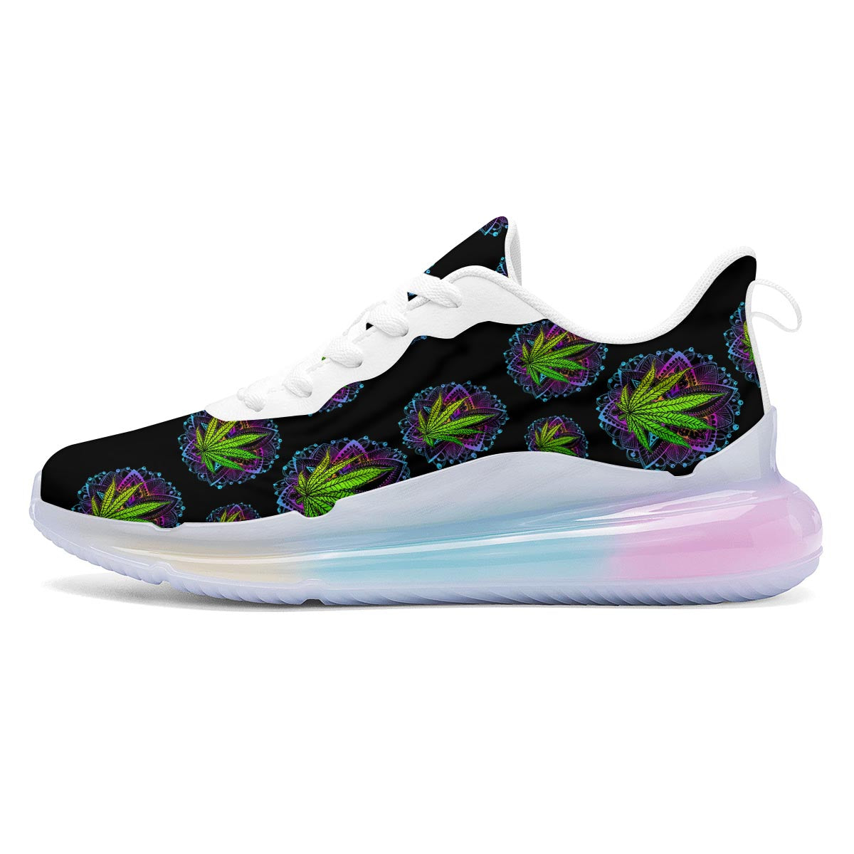 Weed Leaf Trippy Print Pattern Running Sneakers-grizzshop