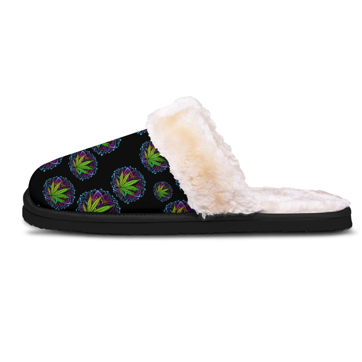 Weed Leaf Trippy Print Pattern Slippers-grizzshop