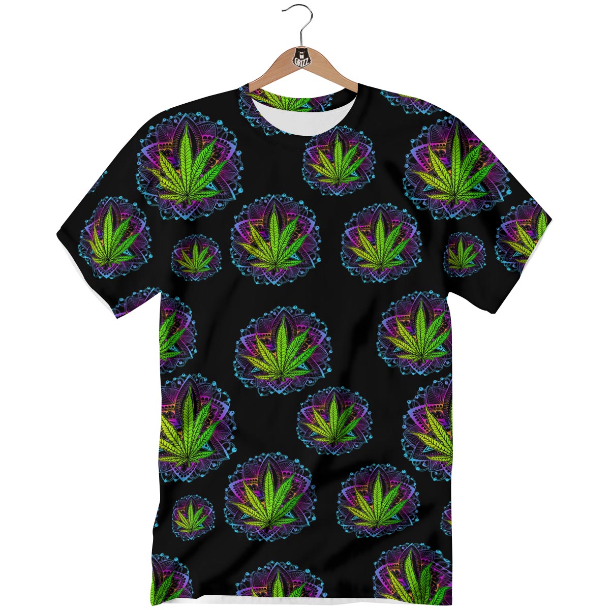 Weed Leaf Trippy Print Pattern T-Shirt-grizzshop