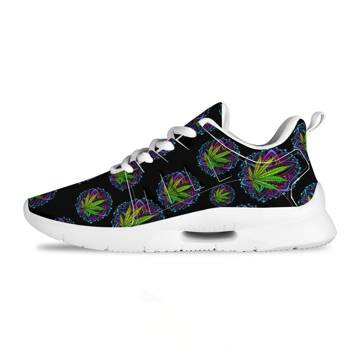 Weed Leaf Trippy Print Pattern Tennis Shoes-grizzshop