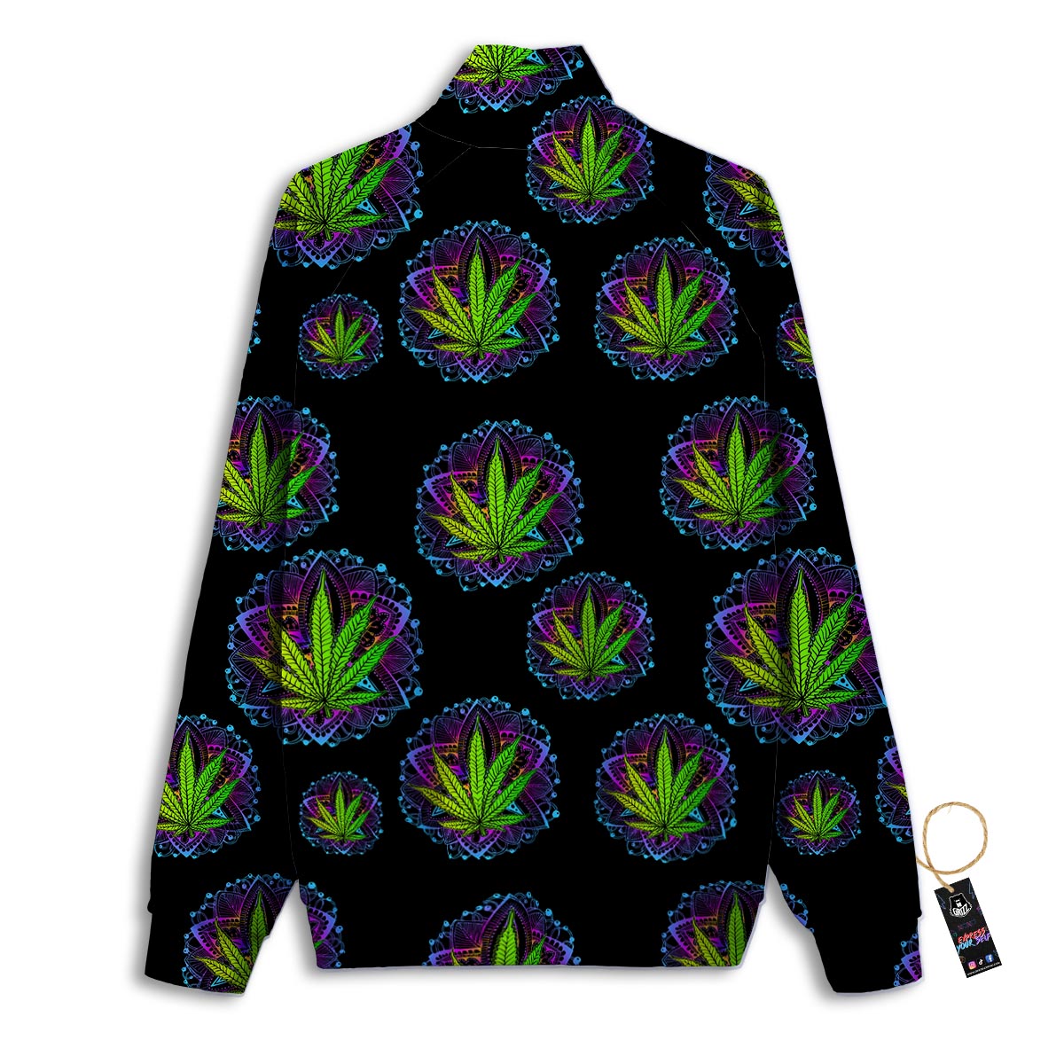 Weed Leaf Trippy Print Pattern Track Jacket-grizzshop
