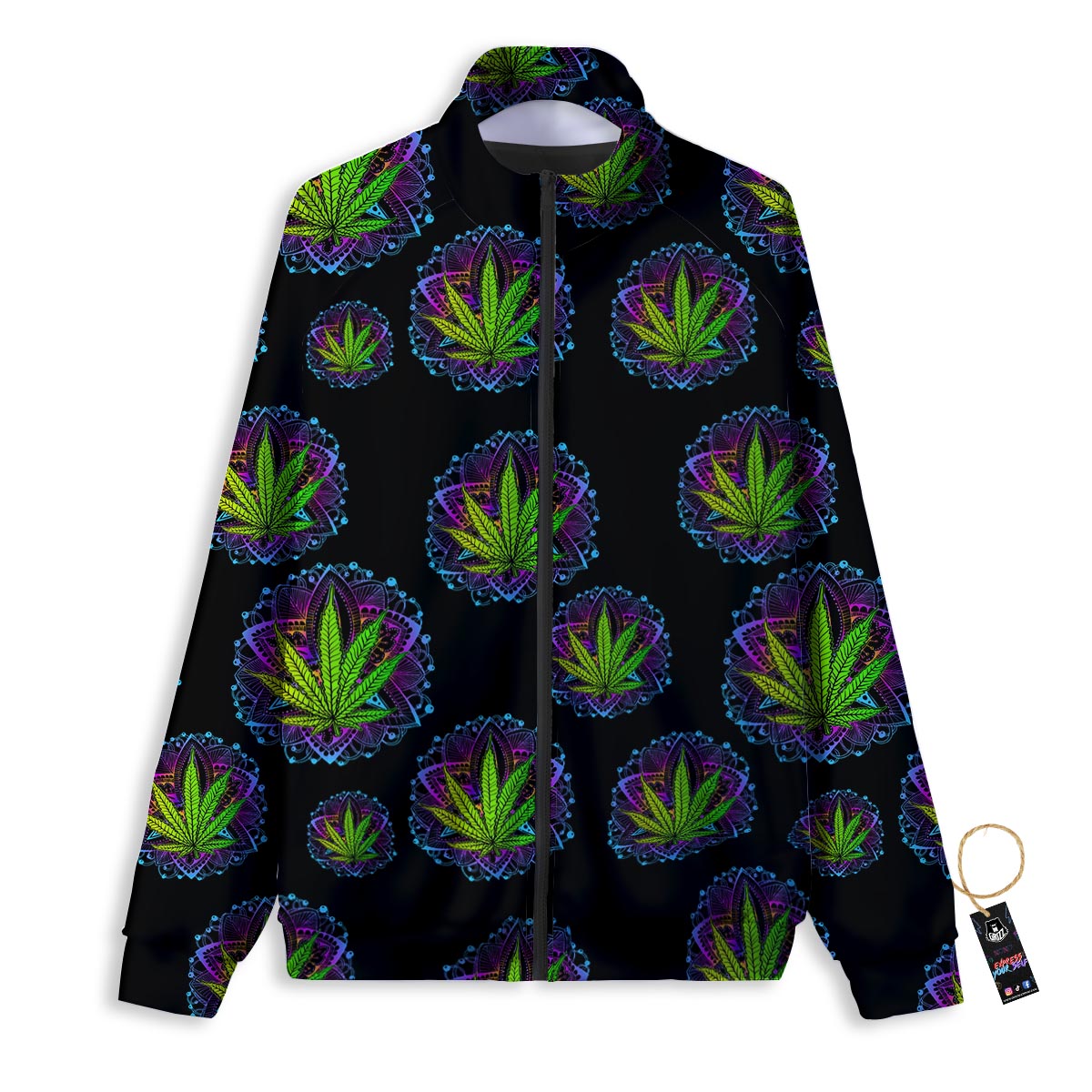 Weed Leaf Trippy Print Pattern Track Jacket-grizzshop