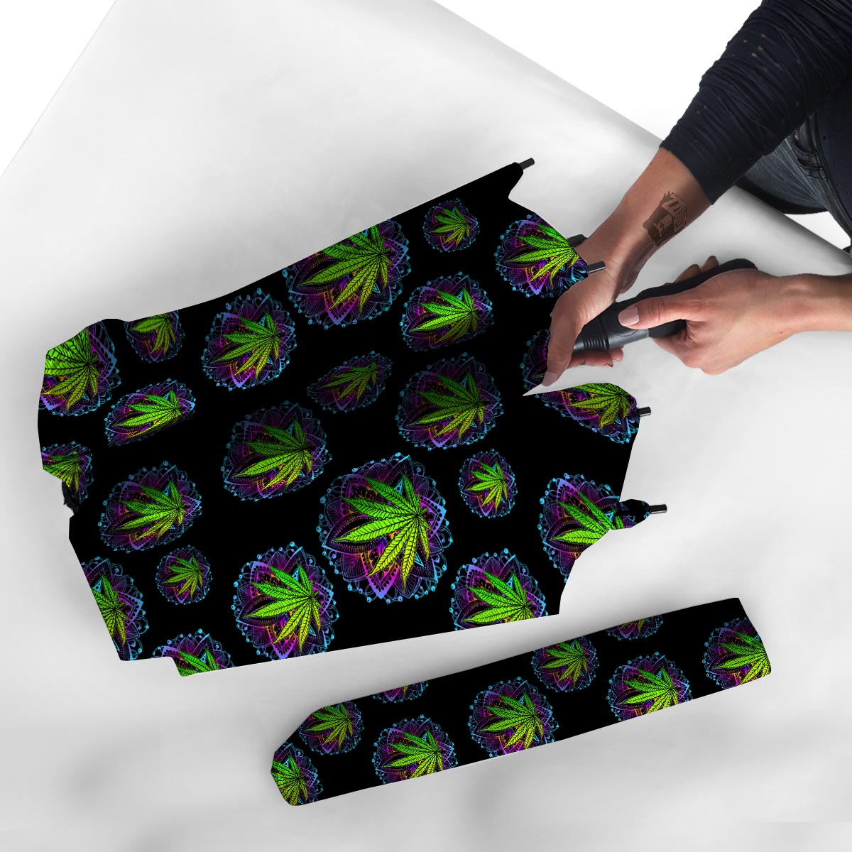 Weed Leaf Trippy Print Pattern Umbrella-grizzshop