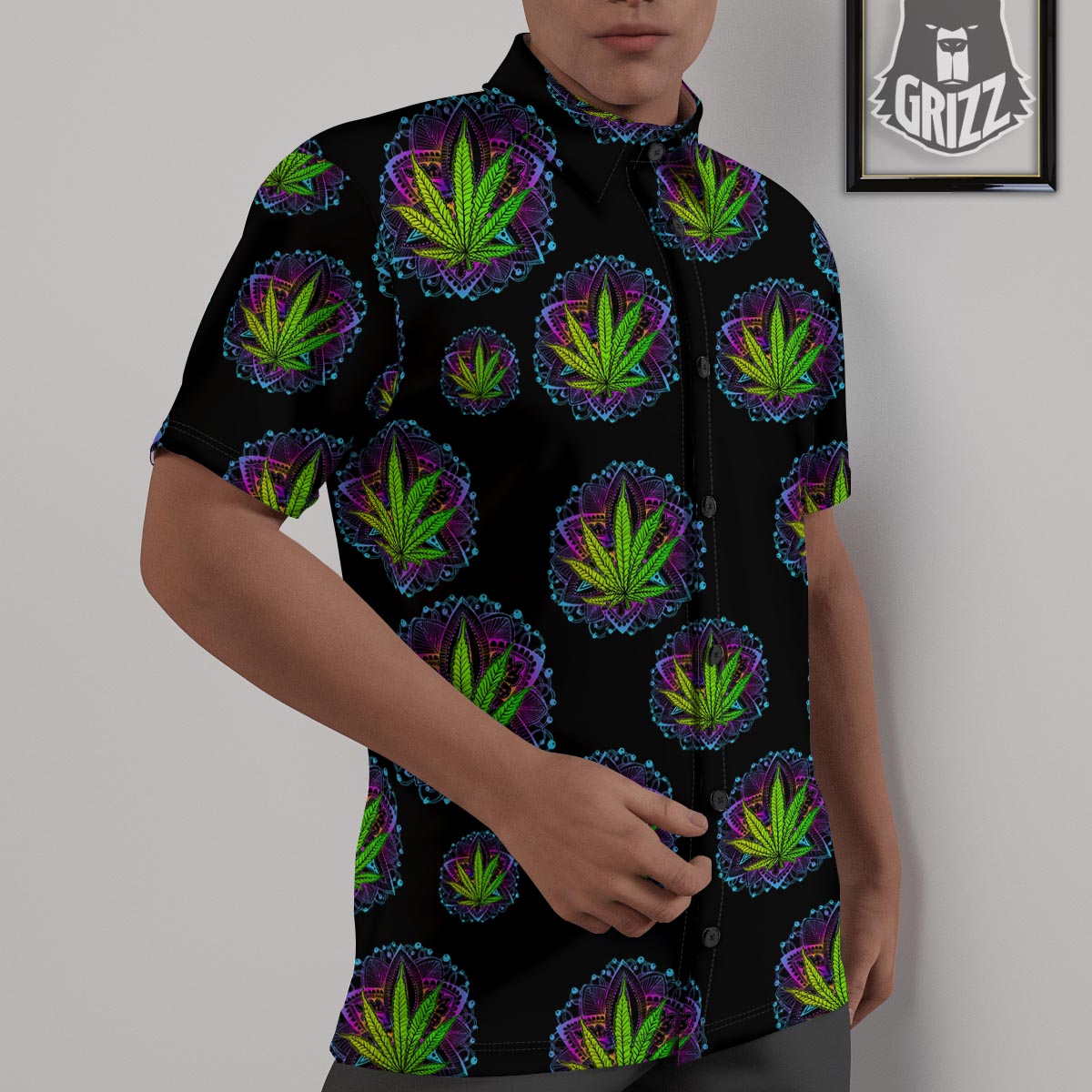 Weed Leaf Trippy Print Pattern Untucked Shirts-grizzshop